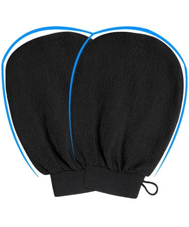 Deep Exfoliating Mitts, 2 Pack Microdermabrasion ExfoliatingAAAA (Black)