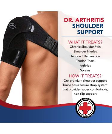 Doctor Developed Shoulder Brace for Pain Relief & Recovery | Left/Right Durable Shoulder Brace for Men & Women | Torn Rotator Cuff Support with Handbook (Black - Buy Online on GoSupps.com
