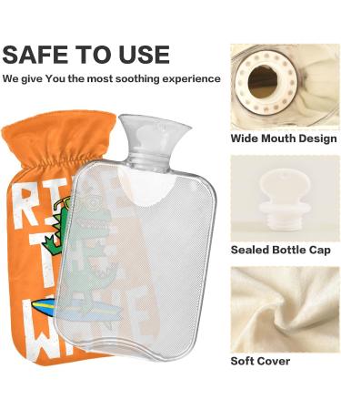 NAANLE Cartoon Krokodil 1L Heat Bottle with Cover - Transparent Hot Water Bottle for Bed Hand and Foot Pain Relief & Heat Therapy - Buy Online on GoSupps.com
