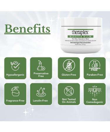 Theraplex Skin Barrier Balm - Moisturizer for Dry Sensitive Skin - Paraben-Free Noncomedogenic Hypoallergenic - 6 Oz - Dermatologist Recommended - Buy Online on GoSupps.com