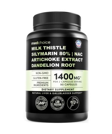 Milk Thistle Supplement w/ NAC Artichoke & Dandelion Liver Support Supplement & Gallbladder Supplements in One Liver Detox Milk Thistle & Liver Care Supplements 90 Vegan Capsules Pack of 1 90 Count (Pack of 1)