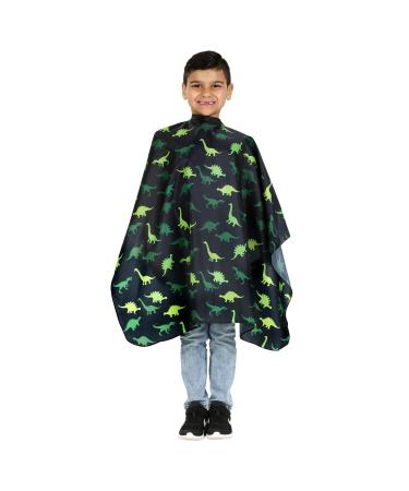 Kids Size Dinosaur Barber Cape For Hair Cutting at Home or in the Professional Salon or Barber Shop Hair Cutting Cape for Big Boys Adjustable Neck with Plastic Snaps Dinosaur