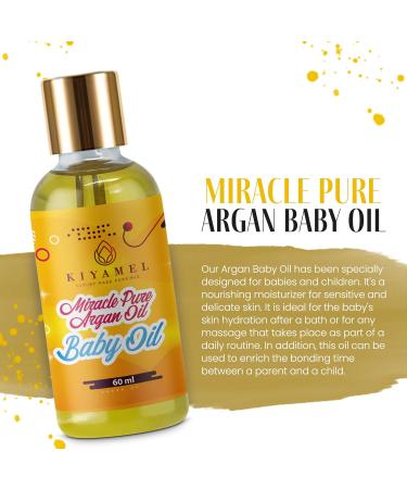 KIYAMEL Miracle Pure Argan Baby Oil Natural Moisturizing Oil with Vitamin E & Omega 6 Fatty Acids, Deep Hydration for Soft Skin, Hair, Face & Nails Nourishing Daily Care for a Healthy and Radiant Glow - Buy Online on GoSupps.com
