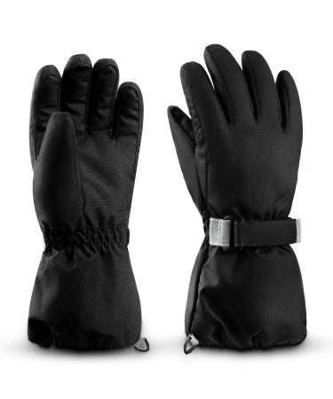 Thxtom's children ski gloves |Winter Snow ski gloves -15 |Windproof waterproof warm |Oxford thickens cold weather |Outdoor Sports Snowboard Skiing |Young girls for 3-13 years old Schwarz S (11-14 years old)
