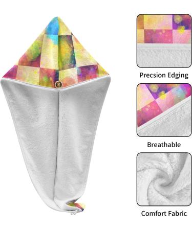Colorful Checkerboard Hair Drying Towel - 2 Pack Microfiber Hair Turbans for Women | Ideal for Wet & Curly Hair - Buy Online on GoSupps.com