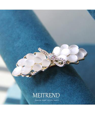 Rhinestone Cat-eye Barrette Beige Hair Clip | Elegant Shiny Hair Slide Decoration - Buy Online on GoSupps.com
