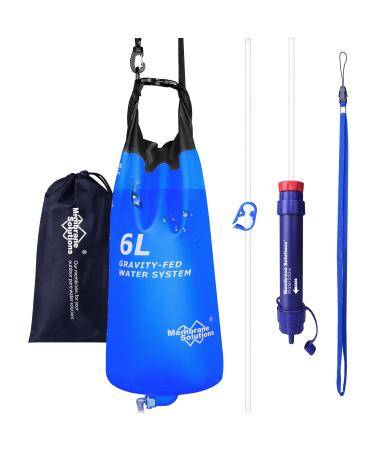 Membrane Solutions Gravity Water Filter Pro 6L, 0.1-Micron Versatile Water Purifier Camping with Adjustable Tree Strap Storage Bag, Survival Gear and Equipment for Group Camping Emergency Preparedness - Buy Online on GoSupps.com
