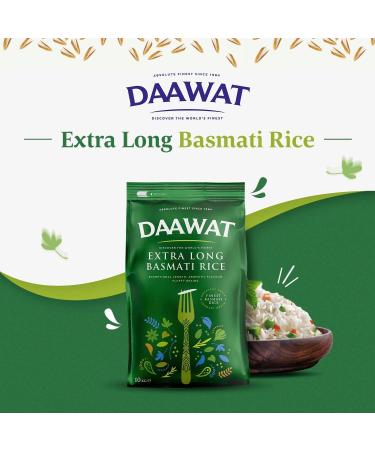 Daawat Extra Long Basmati Rice with Exceptional Length Aromatic Flavour Fluffy Grains Elongates up to 24mm when Cooked Non-Sticky and Ideal for all types of Dishes - 5Kg 5 KG - Buy Online on GoSupps.com