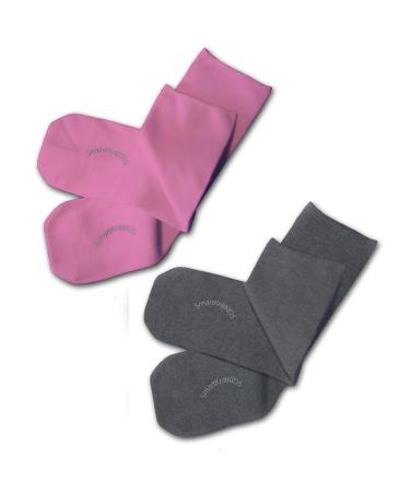 SmartKnitKIDS Sensory-Friendly Sensitivity Seamless Socks - 2 Pack (Pink & Charcoal Large)