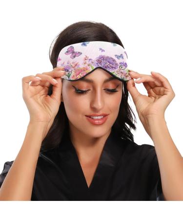 Purple Butterfly Floral Sleep Mask - Light Blocking Eye Mask for Sleep Adjustable Strap Soft & Lightweight for Travel & Naps - Ideal for Men & Women - Buy Online on GoSupps.com