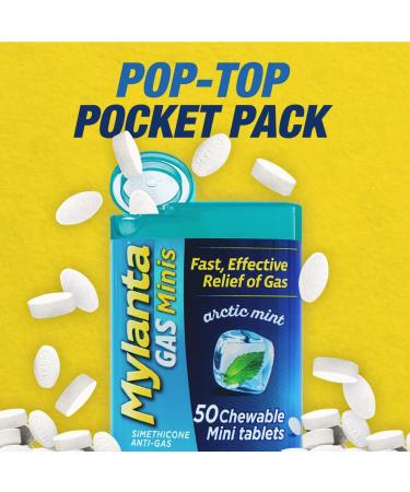 Mylanta Gas Relief Mini-Tabs Mint - 50 Count | Fast-Acting Gas Relief Tablets - Buy Online on GoSupps.com