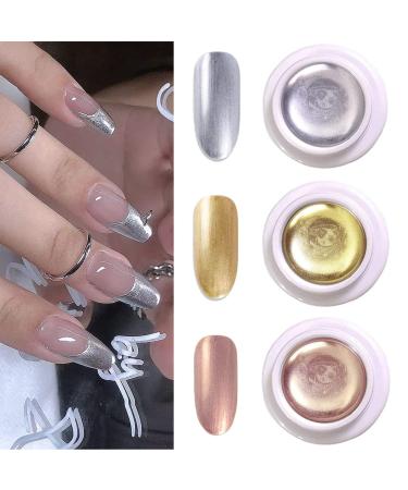 Gorvalin 3P Metallic Gel Nail Polish  3D Gold Silver Rose Gold Painted UV Nail Art Painting Liner Gel for Cyber Punk French Acrylic Nail Painting Drawing Nail Design Gel for Nail Art (Need UV Light) 3 color
