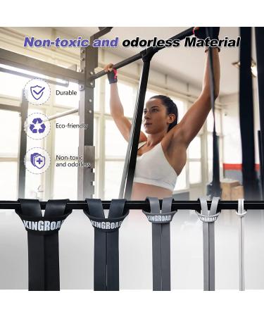 Set of 5 Heavy Duty Resistance Bands for Pull Up Assistance | Power Lifting & Stretching Workout Bands with Instruction Guide & Carrying Bag - Black - Buy Online on GoSupps.com