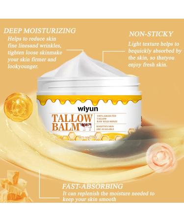 Beef Tallow Balm 3 Bottles Beef Tallow Cream Beef Tallow Skin Care Beef Tallow Cream for Skin Care Whipped Face and Body Moisturizer for All Skin Types - Buy Online on GoSupps.com