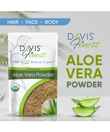 Buy Davis Finest Organic Aloe Vera Powder 250g - Natural Hair Face & Skin Moisturizer for Hair Growth Scars & Dry Skin - International Shipping Available - Buy Online on GoSupps.com