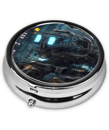 Future Robot Round Pill Box - 3 Compartment Portable Pill Organizer for Travel - Compact Pill Storage Solution for Purse & Pocket - Buy Online on GoSupps.com