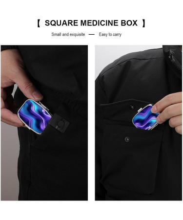 Portable Wavy Purple Print Pill Box - 2 Compartment Decorative Metal Organizer for Travel & Purse - Buy Online on GoSupps.com