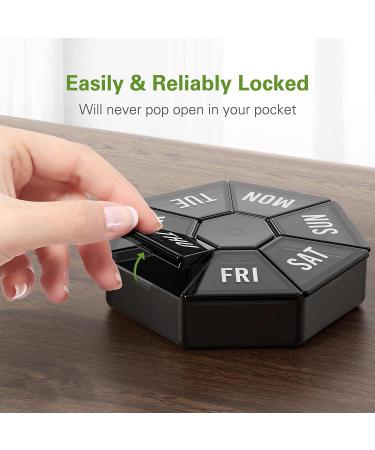 TookMag Weekly Pill Organizer 7 Day Large Daily Pill Case - Portable Travel Medicine Box for Pills, Vitamins, Fish Oil - Black, 1 Pack - Buy Online on GoSupps.com