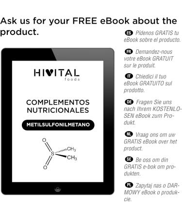 MSM 2000 mg Pack of 720 g for 1 year of treatment 100 Vegan Methylsulfonylmethane For healthy joints cartilage and bones Improves skin hair and nails Manufactured by HIVITAL - Buy Online on GoSupps.com