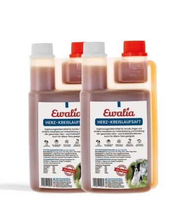 Ewalia Cardiovascular Juice for Dogs – Natural Vitality Booster for a Strong Dog Heart – Developed with Veterinarians, 100% Natural, No Additives – 2 x 500 ml