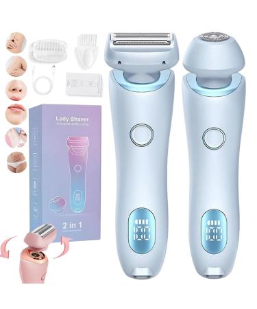 Gleam Pro 3.0 Shaver for Women by Women Bikini Trimmer for Wet & Dry Blade Replaceable 2 in 1 Electric Shaver Razors for women private area (Blue *1)