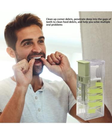 Portable Green Tooth Flap Case & Automatic Dental-Pick Organizer for Travel | Travel Tooth Powder & Floss Holder | 10 Dental Floss Picks Storage - Buy Online on GoSupps.com