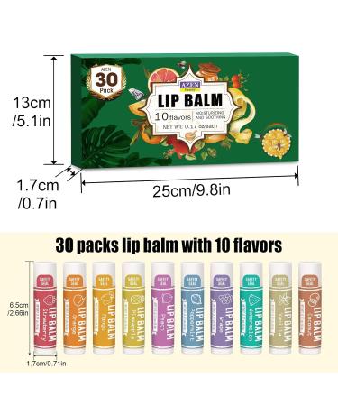 AZEN 30 Pack Lip Balm Natural Lip Balm Bulk Lip Care Product Moisturizing Lip Balms for dry cracked lips Valentines Gifts Easter Basket Stuffers - 10 Flavors A-30 - Buy Online on GoSupps.com