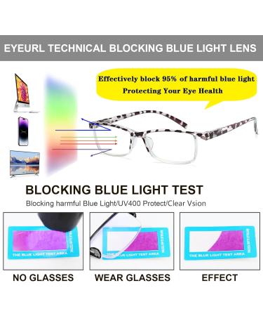 EYEURL 4-Pack Half Reading Glasses for Women | Rectangle Blue Light Glasses | Spring Hinge Readers for Men | 2.75 x Magnification - Buy Online on GoSupps.com