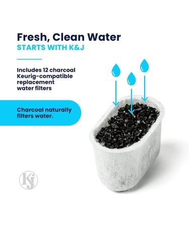 K&J Charcoal Water Filter Pods - 12-Pack Keurig Compatible Filters for Coffee Maker - Replacement for Keurig 2.0 and Older Models - 12 Count - Buy Online on GoSupps.com