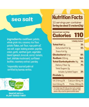 Real Food From The Ground Up Cauliflower Snacking Crackers - 6-Pack Sea Salt Snack Bags - Buy Online on GoSupps.com