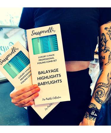 Sassperelli Pastel Highlighting Combs 3 Pack with Premium Alligator Clips - Ideal for Balayage & Foils - Buy Online on GoSupps.com