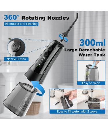 MiTdir Water Dental Flosser Oral Irrigator - 5 Jet Tips, 4 Modes, IPX7 Waterproof, 300ML Tank - Portable Cordless Teeth Cleaner for Home & Travel (Black) - Buy Online on GoSupps.com