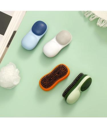 Two-Sided Laundry Stain Remover Brush | Soft Bristle for Wool Cashmere Delicate Fabrics | Easy Grip Cleaning Brush - Blue - Buy Online on GoSupps.com