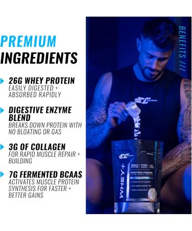 EC Sports Whey+ Protein Powder Chocolate Peanut Butter Mix w/Digestive Enzymes - Isolate Supplement Collagen Peptides w/Swift Reform - 30 Servings 2.03 Pound (Pack of 1) Chocolate Peanut Butter - Buy Online on GoSupps.com