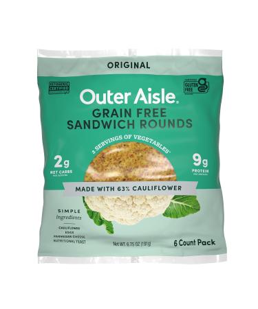 Outer Aisle Cauliflower Bread | Keto, Gluten-Free, Low Carb Cauliflower 'Original' Sandwich Breads | 5 Pack | 30 Thins | Original