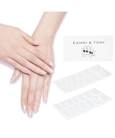 DANNI & TONI Semi Cured Gel Nail Strips Transparent Clear Gel Nail Stickers Sheer Gel Polish Strips 28 Stickers Ultra-Glossy  Long-Lasting  Waterproof Crystal Clear