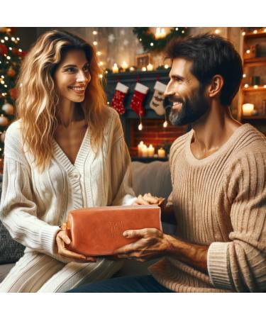 Luxury Men's Bath & Body Gift Set - Smoky Sandalwood Natural Skin Care Kit | Full Size Wash Scrub Lotion Deodorant in Leather Bag - Buy Online on GoSupps.com