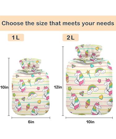 Naanle Rainbow Unicorn Hot Water Bottle - 1L Transparent Heat Bottle for Pain Relief & Therapy | Ideal Bed & Hand/Foot Warmer - Buy Online on GoSupps.com