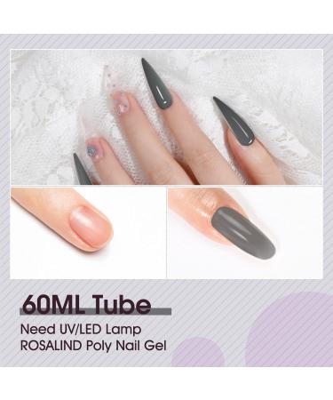 ROSALIND Light Black Poly Extension Gel 60ml - Gray Black Poly Nail Gel for Nail Art Decoration - Easy to DIY with UV Lamp - Update Version - Buy Online on GoSupps.com
