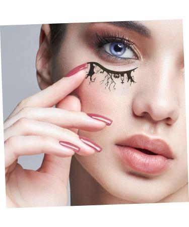 OHPHCALL 12 Pairs Halloween Eyeliner Stickers Eyeliner Eyeshadow Makeup Sticker Party Eyeliner Black Pvc - Buy Online on GoSupps.com