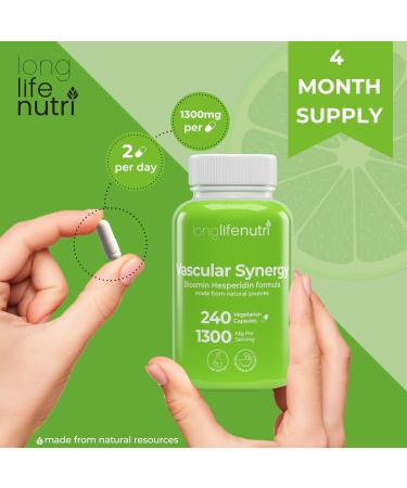 LongLifeNutri Grapefruit Seed Extract 500 mg + Vascular Synergy (Diosmin Hesperidin Complex) 1300 mg Bundle - 180 + 240 Capsules 6-4 Month Supply Daily Energy & Vein Support Made in USA - Buy Online on GoSupps.com