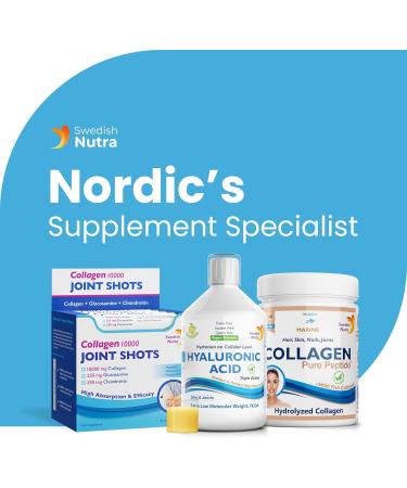 Swedish Nutra Hyaluronic Acid Liquid Supplement Pack of 500 ml 33 days supply Plus vitamin C & silica for hydration of the skin and joints Vegan and free from sugar and gluten - Buy Online on GoSupps.com