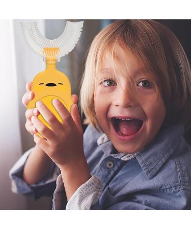Dientes para Ni Os En Forma U Dise O Limpieza Bucal 360 Cabezal Silicona Suave Grado Alimenticio Dientes Limpieza Bucal Manual Yellow 2-6 Years Old - Buy Online on GoSupps.com
