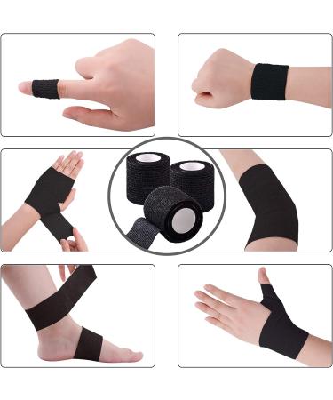 BQTQ 60 Rolls Self Adhesive Bandage Wrap 2 Inch - Self Adherent Wrap for Wrist, Ankle Swelling & Sprains - Black Color Stretch Bandage Tape - Buy Online on GoSupps.com