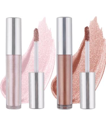 Make up Highlighter 2PCS Multifunction Glitter Blush Long Lasting Glitter Eyeshadow Liquid Quick-Drying High Pigment Lipstick Type 3 Make up Highlighter Type3