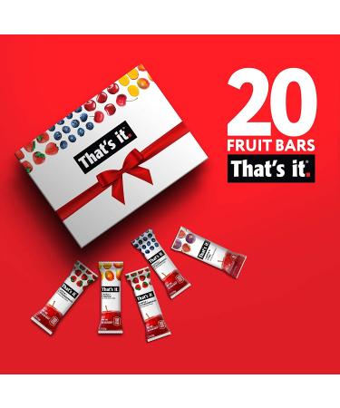 Thatâ€™s It Fruit Bars Snack Gift Box | 20 Pack - 100% Natural, Gluten-Free, Vegan, Low Carb - Healthy Variety (Strawberry, Mango, Blueberries, Cherries, Fig) - Buy Online on GoSupps.com