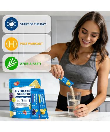 Electrolyte Drink Mix 24 Stick Packs Sugar-Free Dehydration Relief Hydration Support with 7 Electrolytes & 5 Vitamins Keto & Gluten-Free Pineapple Grape Cherry Passion Fruit Flavors - Buy Online on GoSupps.com