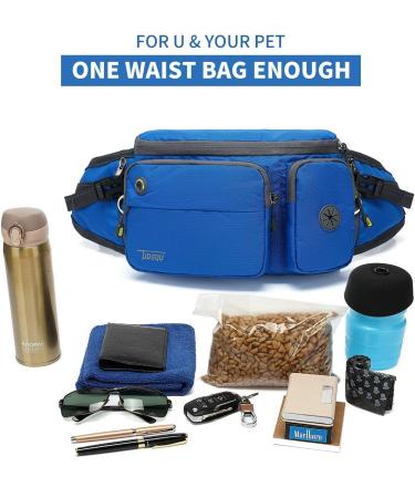 TUDEC 4-in-1 Hands-Free Dog Leash & Multifunctional Waist Bag 5.8ft Zero Shock Bungee Car Seat Buckle & Reflective Threading - Blue - Buy Online on GoSupps.com