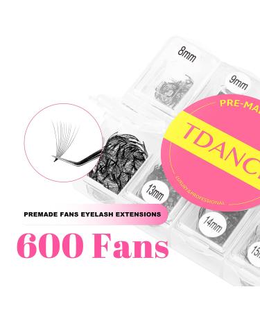 TDANCE 600 Premade Fans Eyelash Extensions 8-15mm | 5D-24D Handmade Promades | C/D Curl Loose Fans | Mixed Length | 10D | 0.07-D - Buy Online on GoSupps.com