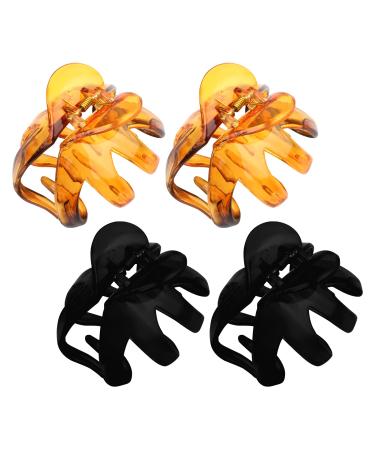 YEEPSYS Hair Claw Clips Large Grip Octopus Clip Hair Accessories for Women and Girls Thin Hair Strong Hold Hair Clip (3 inch-4 pack Amber+ Black)